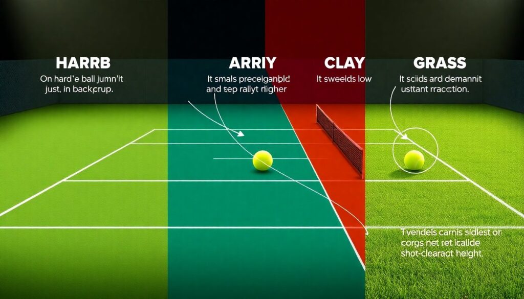 - Покрытия кортов (хард, грунт, трава): как меняется тактика и выбор ударов - иллюстрация